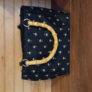 Palm Tree Bamboo Handle Summer Handbag